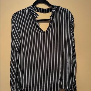 Forever 21 Vertical Stripe Blouse in Black and White